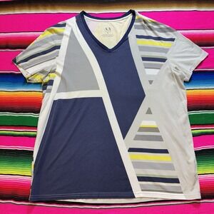 💣💥 CLEAROUT: Y2K Armani Exchange AX T-Shirt Men‎ XL V Neck All Over Print